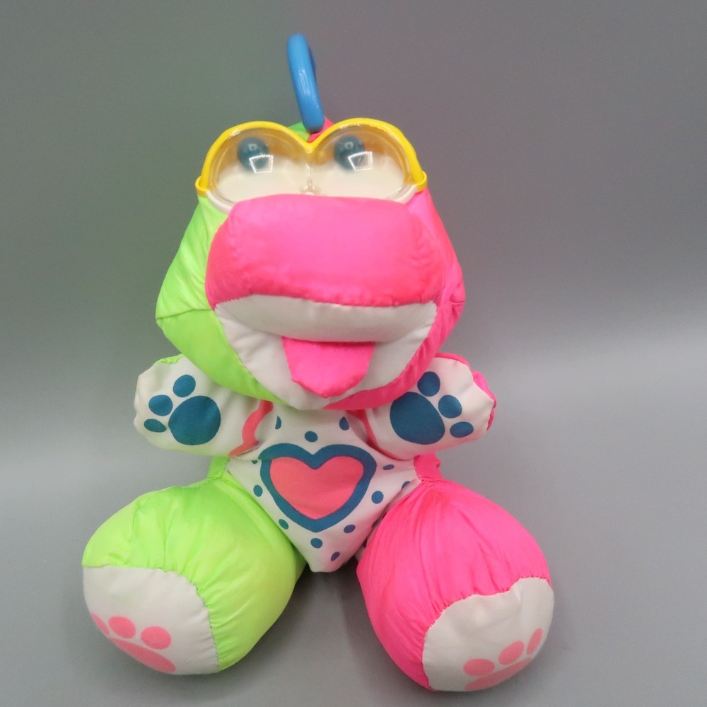 9" Fisher Price 1991 Dino Roar Baby Puffalump Dinosaur Rattle Toy Vintage